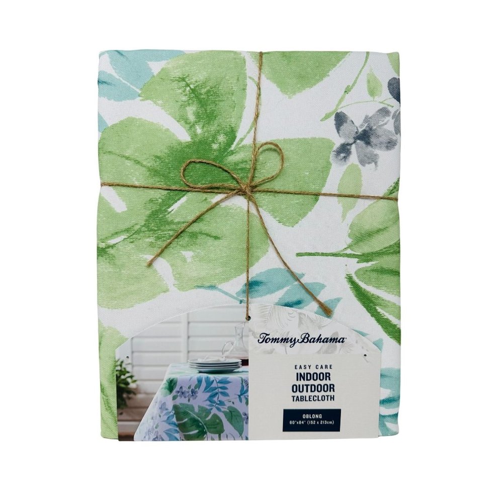 Tommy Bahama Tablecloth Tropical Leaves 60" x 84" Easy Care Indoor Outdoor
